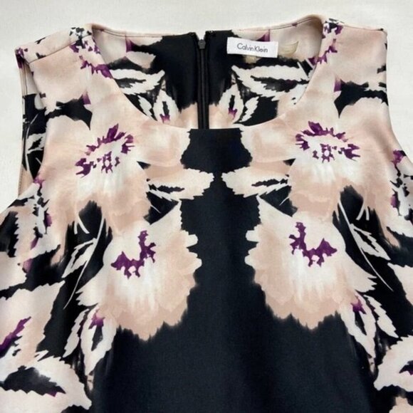 Calvin Klein Dress Women's Sleeveless Sheath Style Size 12 Pink Black Floral GUC - Picture 11 of 11
